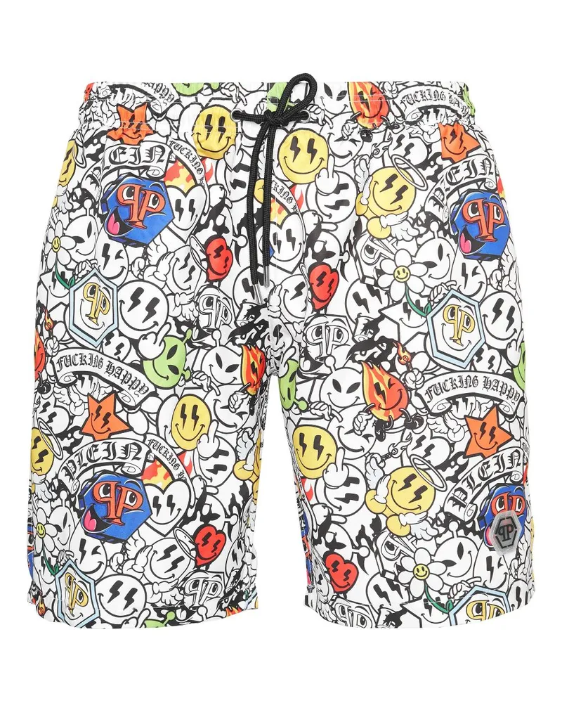 Philipp Plein Badeshorts mit grafischem Print - Weiß Weiß