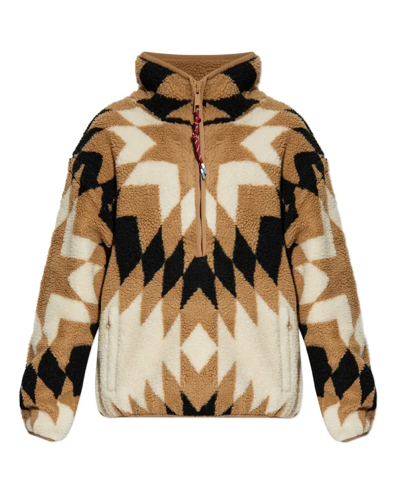 The Upside Harlow geometric-pattern half-zip ski top - Nude Nude