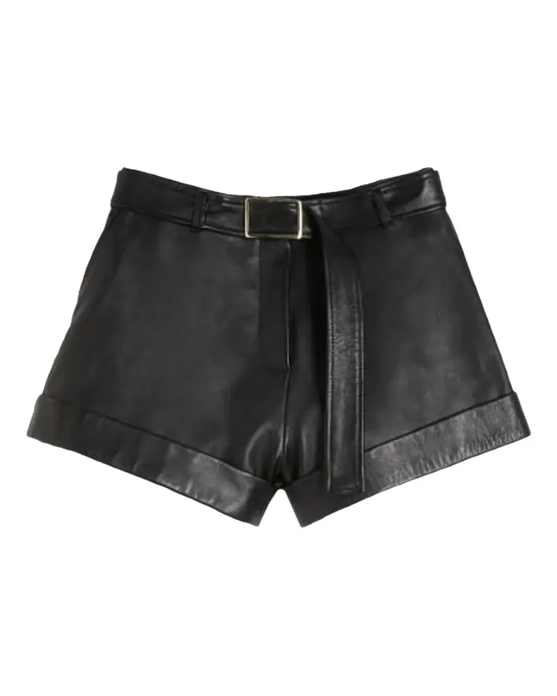 SPORTMAX belted cuffed leather shorts - Schwarz Schwarz