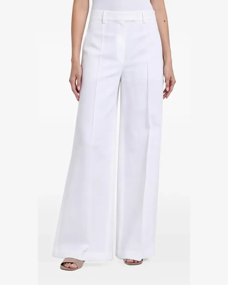 Brunello Cucinelli pressed-crease wide-leg tailored trousers - Weiß Weiß