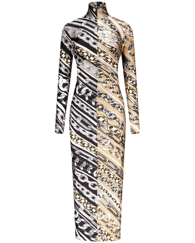 Area Kleid mit Ketten-Print - Schwarz Schwarz
