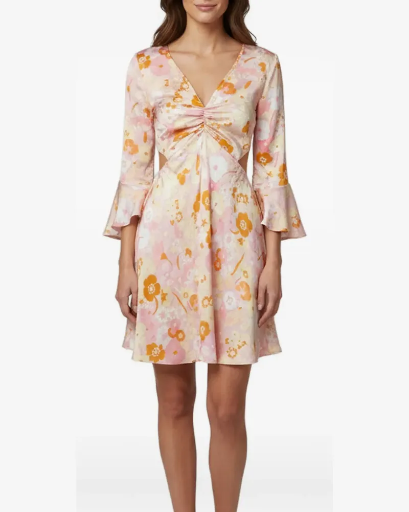 Maje Midikleid mit Blumenprint - Rosa Rosa