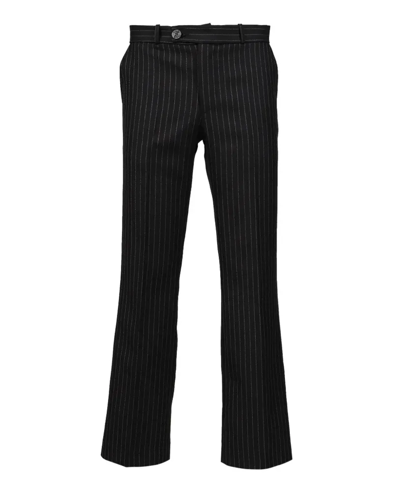 Ernest W. Baker pinstripe-pattern flared virgin-wool trousers - Schwarz Schwarz