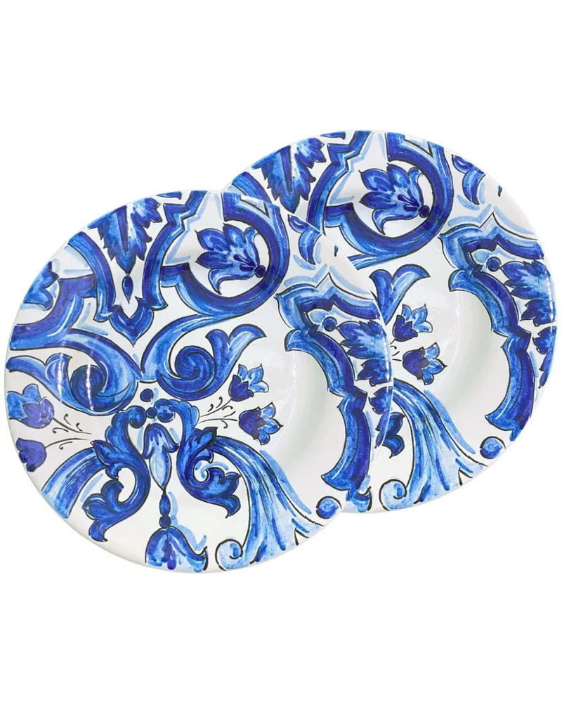 Dolce & Gabbana Set aus zwei Vienna Tellern aus Porzellan - Blau Blau