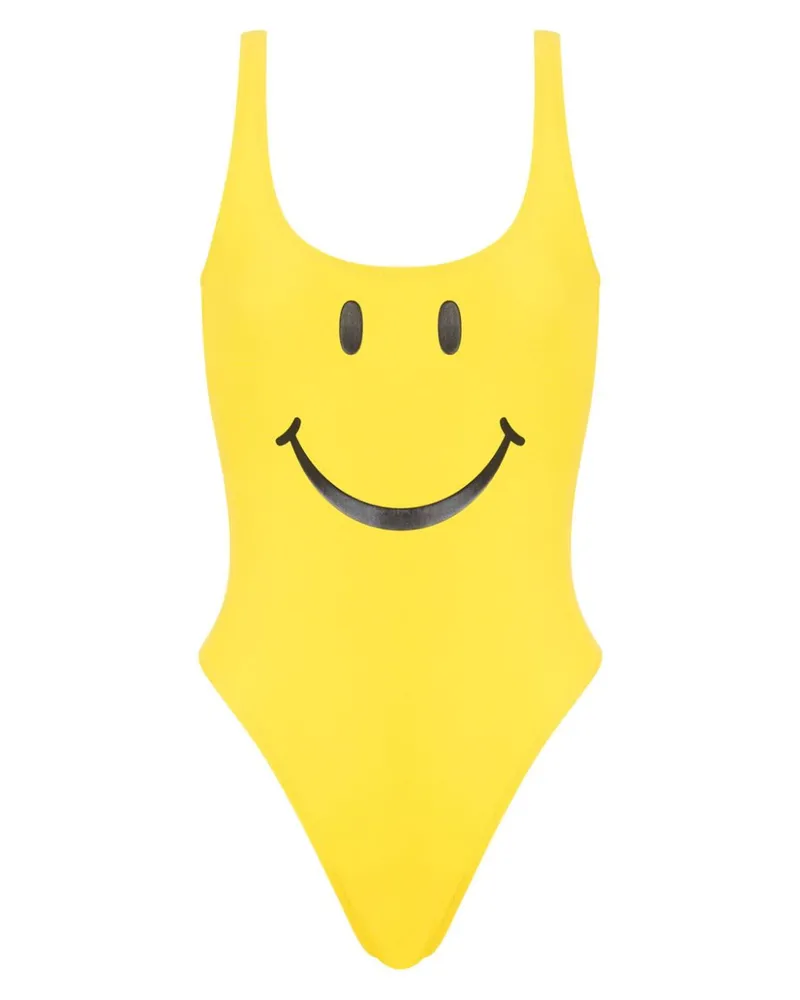 Moschino Badeanzug mit Smiley-Motiv - Gelb Gelb