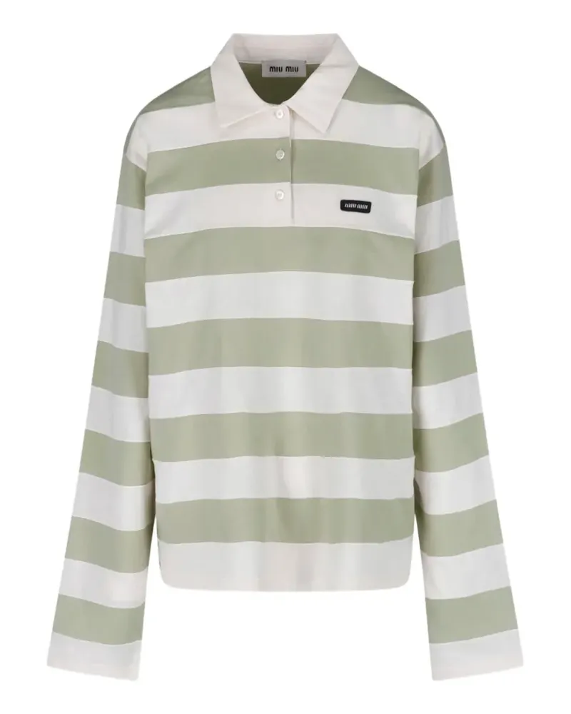 Miu Miu striped long-sleeve polo shirt - Grün Grün