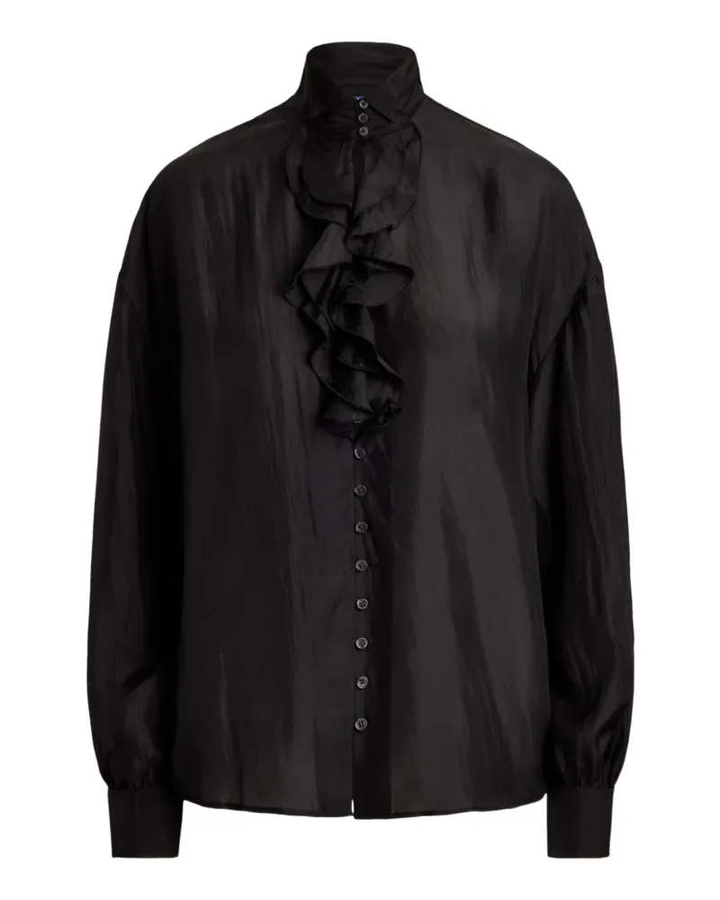 Ralph Lauren Seidenbluse mit Volants - Schwarz Schwarz