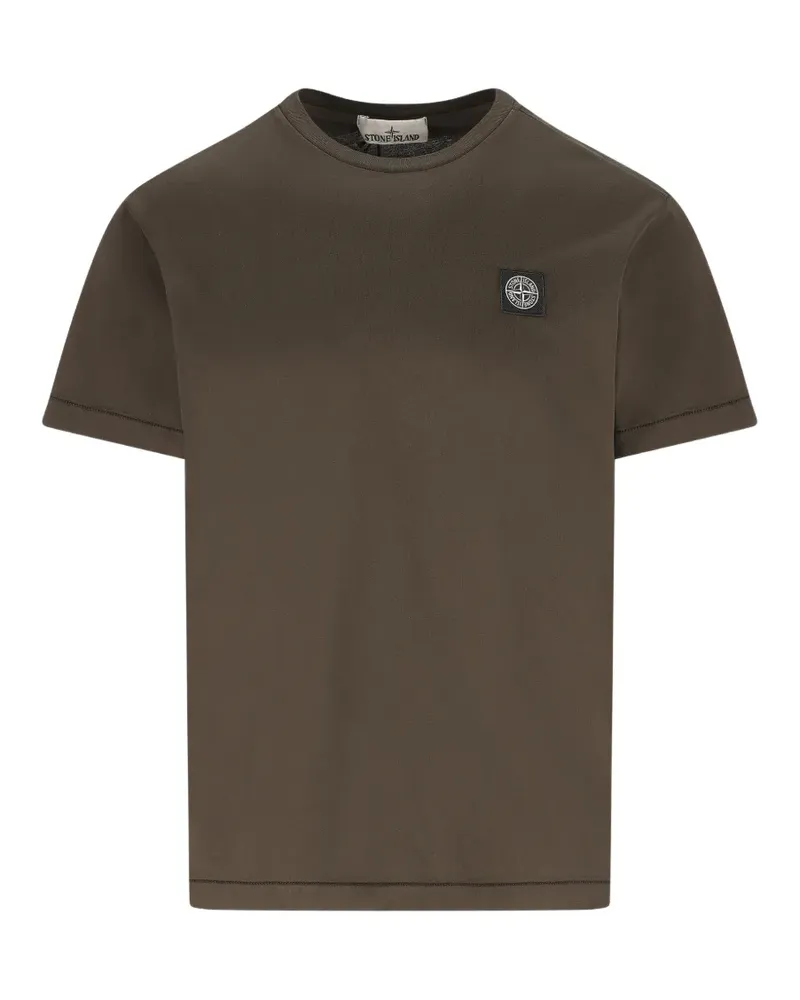 Stone Island T-Shirt mit Logo-Patch - Grün Grün
