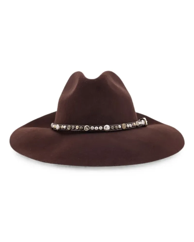 Golden Goose Golden studded leather fedora hat - Braun Braun