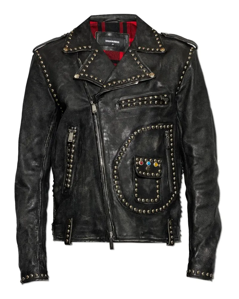 Dsquared2 Gefütterte Jacke mit Nieten - Schwarz Schwarz