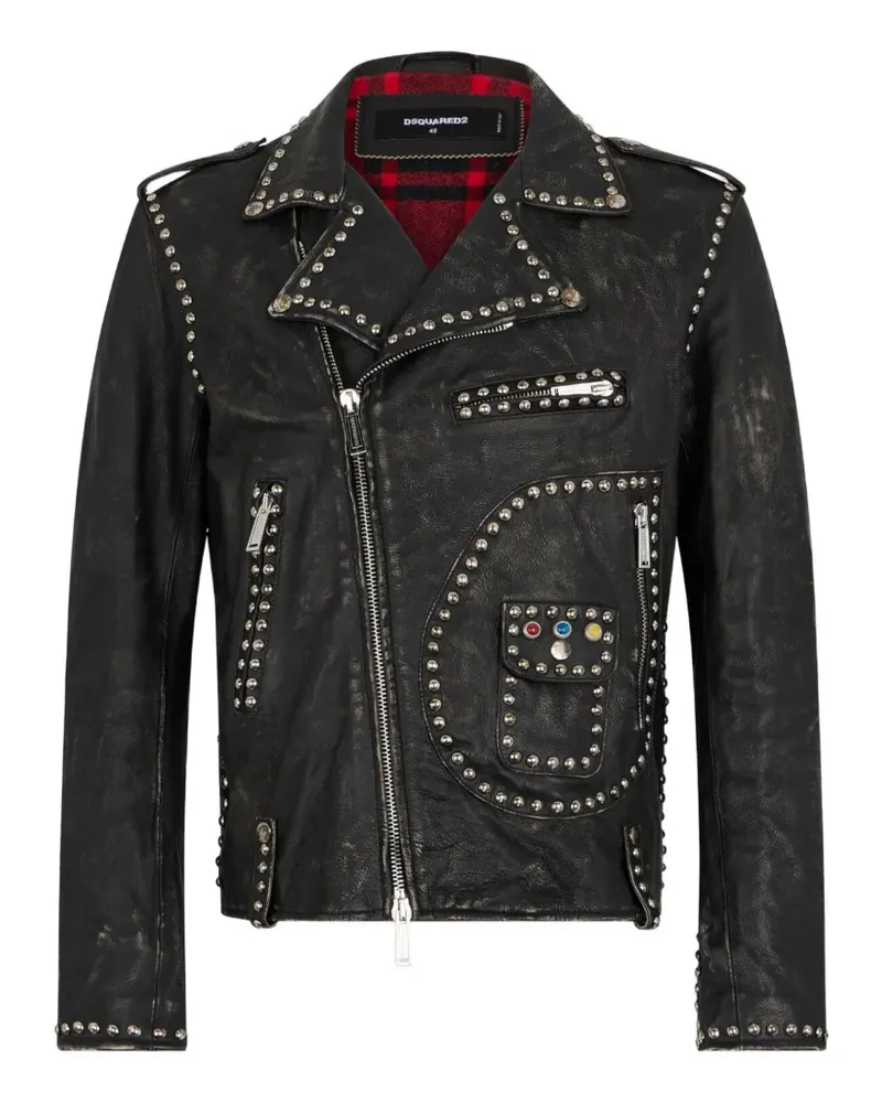 Dsquared2 Gefütterte Jacke mit Nieten - Schwarz Schwarz