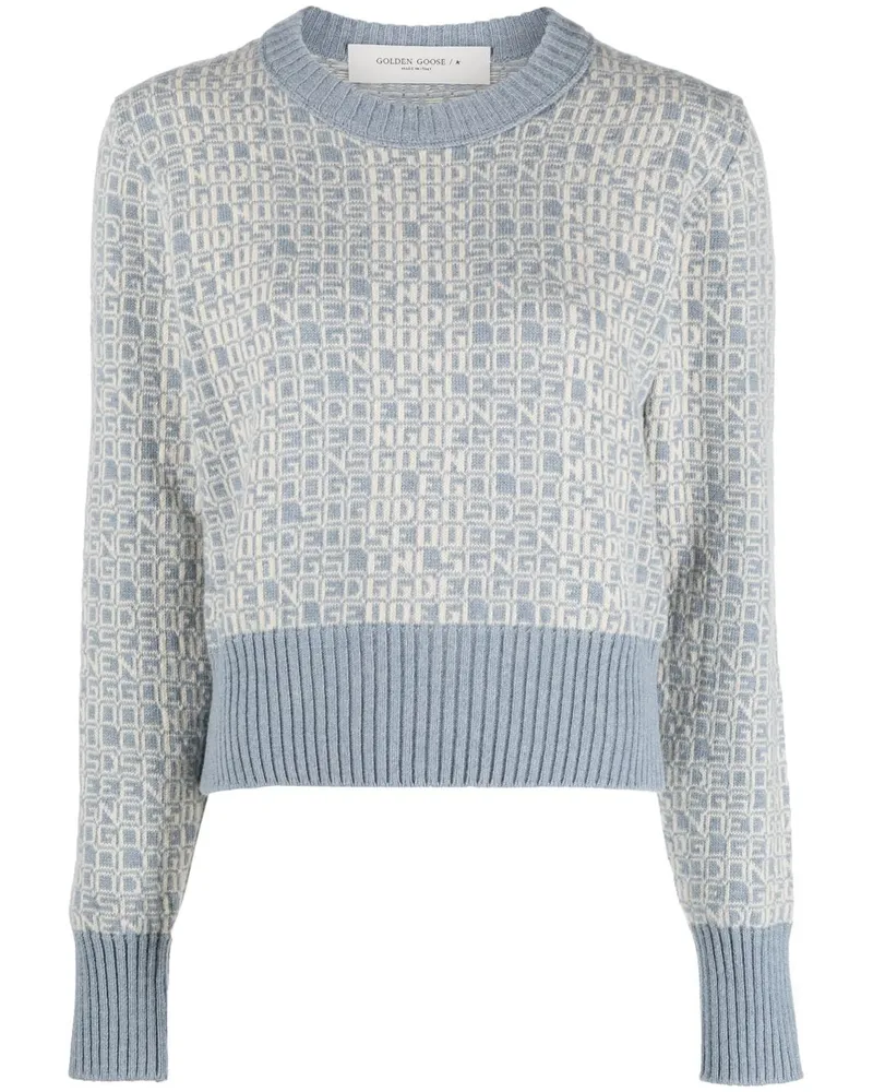 Golden Goose Intarsien-Pullover mit Logo - Blau Blau