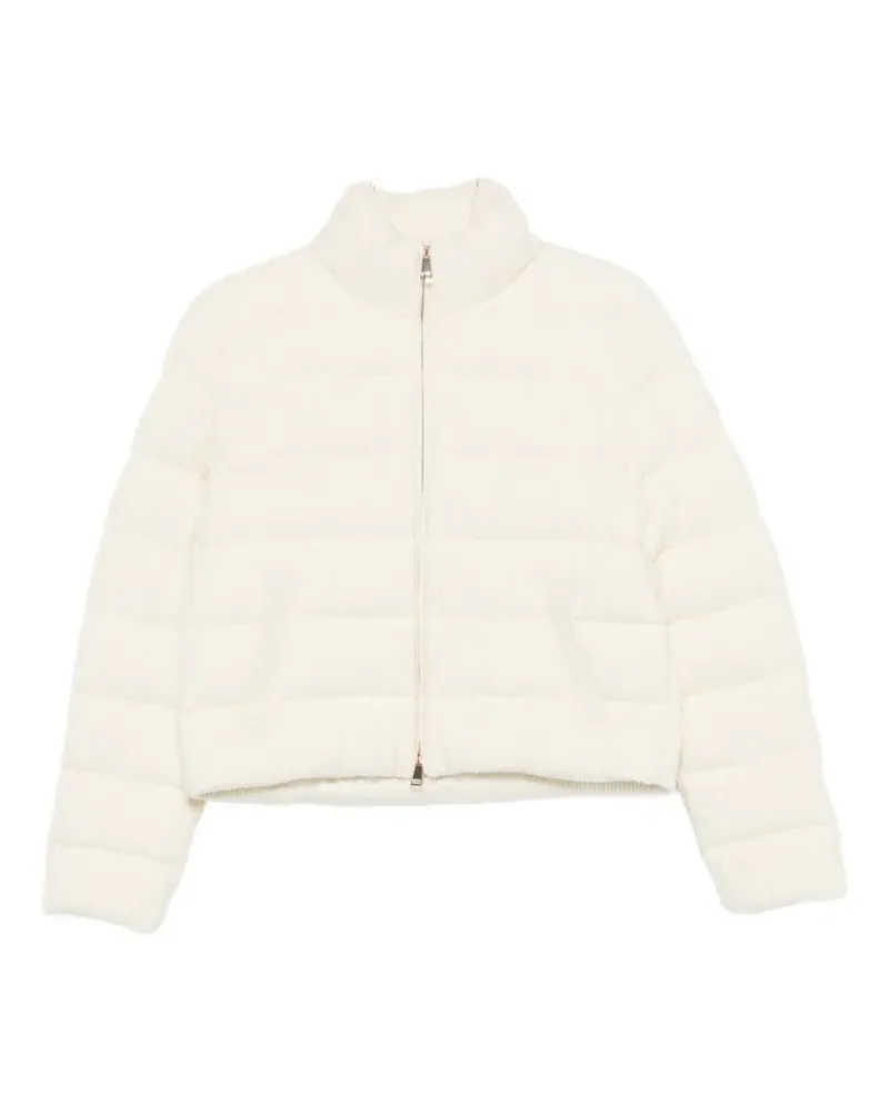 Moncler knitted zip-up puffer jacket - Nude Nude