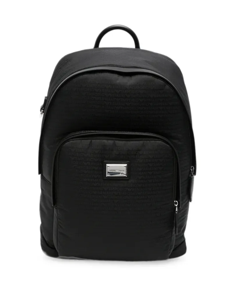 Emporio Armani logo-plaque zip-fastening backpack - Schwarz Schwarz