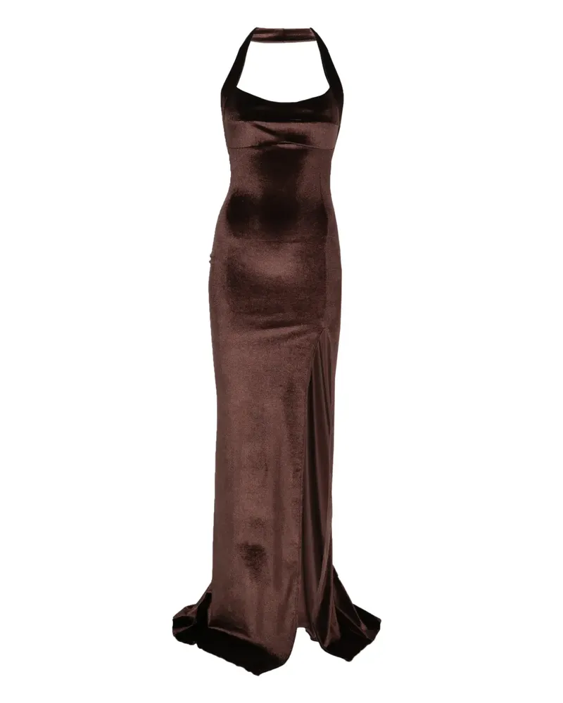 ATU Body Couture halterneck leg-slit maxi dress - Braun Braun