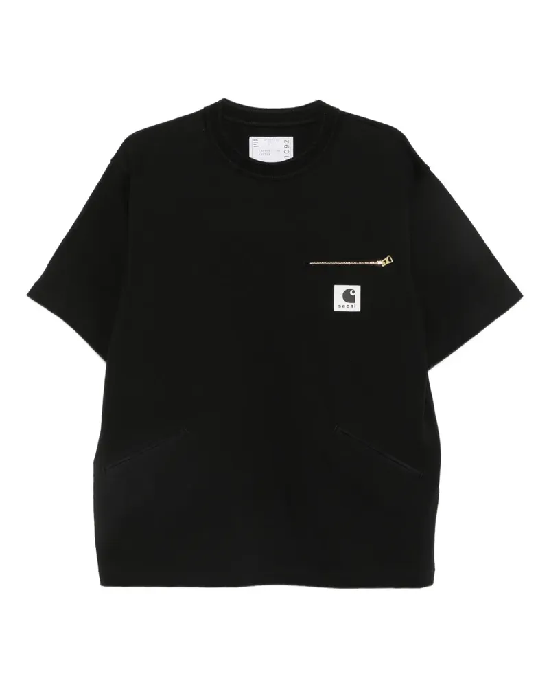 Carhartt WIP x Sacai logo-patch zip-pocket T-shirt - Schwarz Schwarz