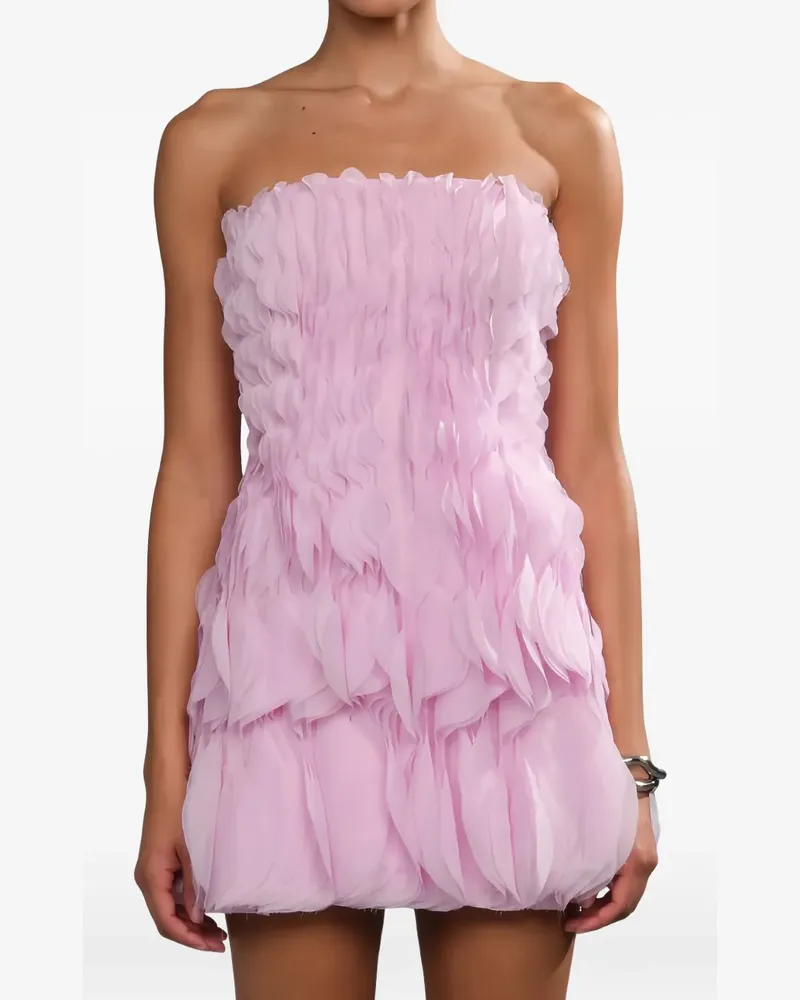 AMUR Schulterfreies Christine Minikleid mit Rüschen - Rosa Rosa