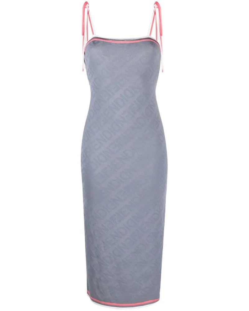 Fendi Midikleid mit Monogramm - Grau Grau