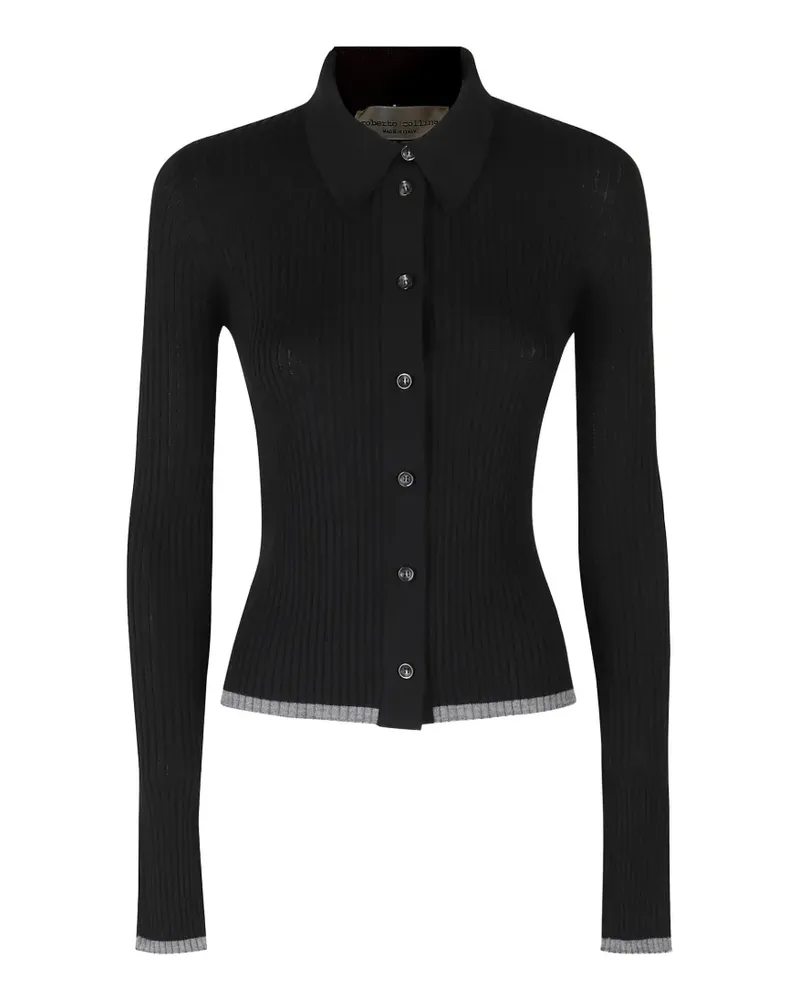 Roberto Collina ribbed-knit button-up cardigan - Schwarz Schwarz