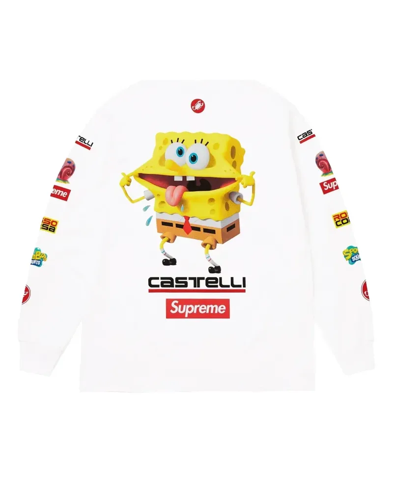Supreme Being x SpongeBob x Castelli Racing Langarmshirt - Weiß Weiß
