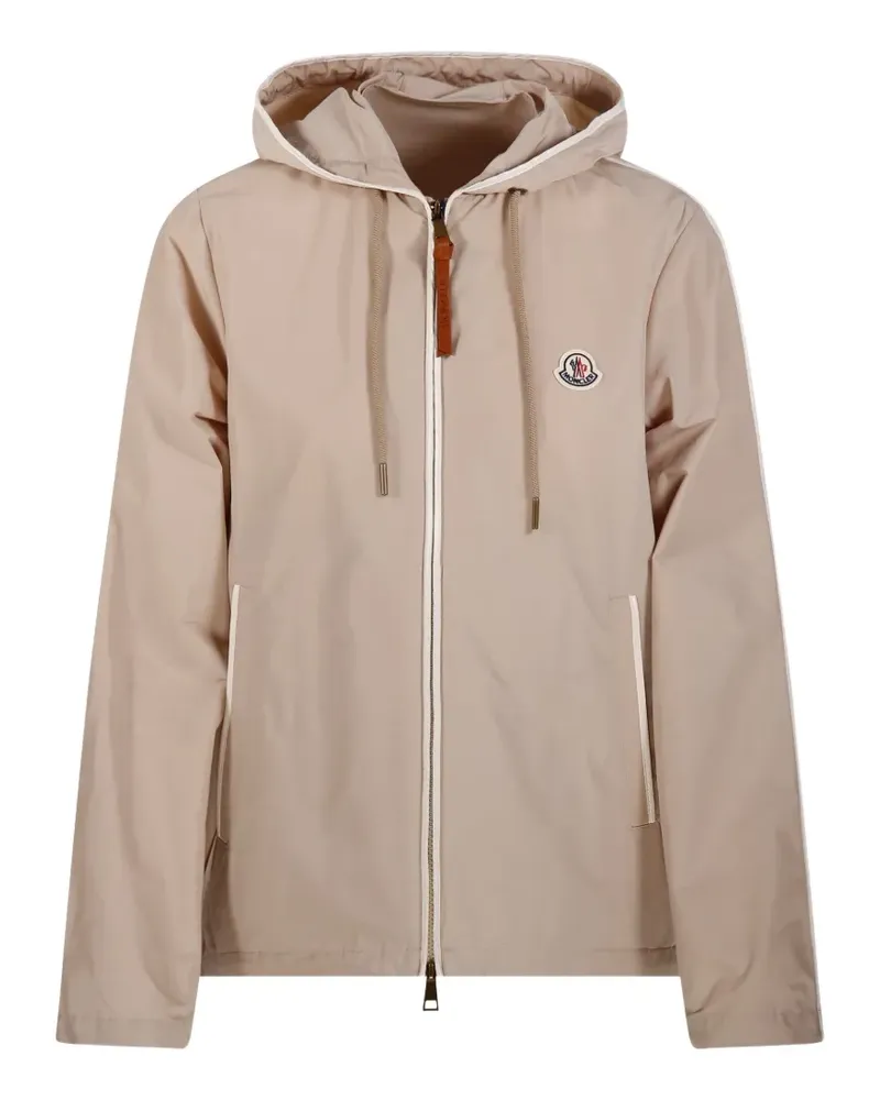 Moncler Sarracenia logo-patch hooded jacket - Nude Nude