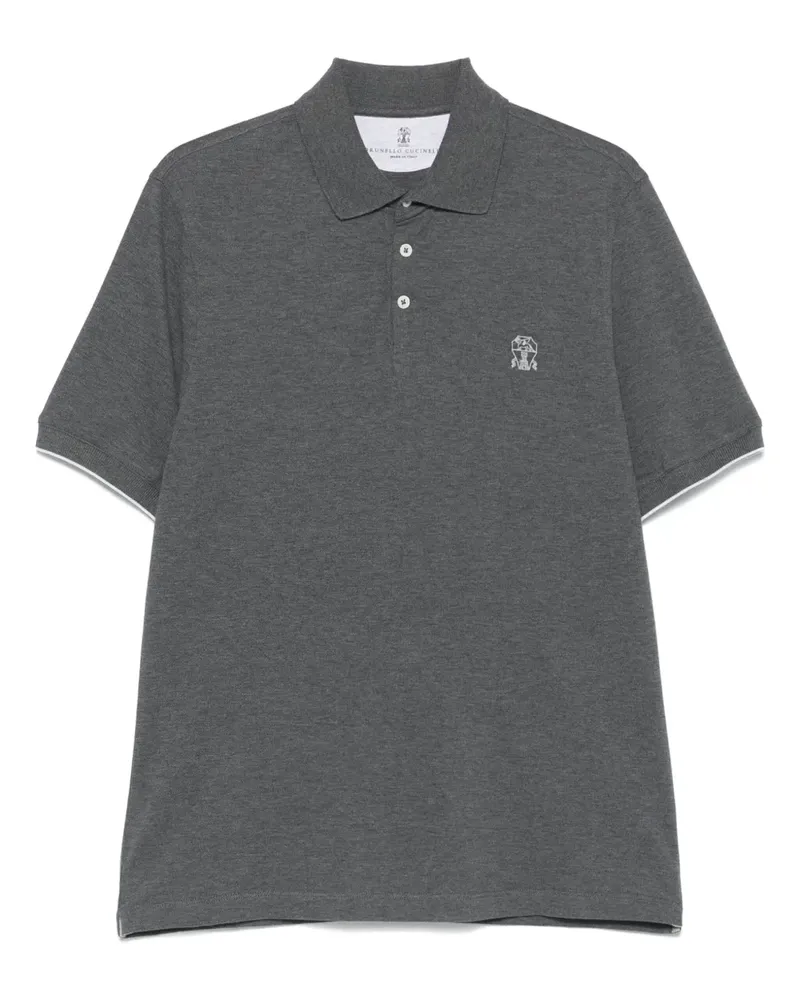 Brunello Cucinelli Poloshirt mit Logo-Stickerei - Grau Grau