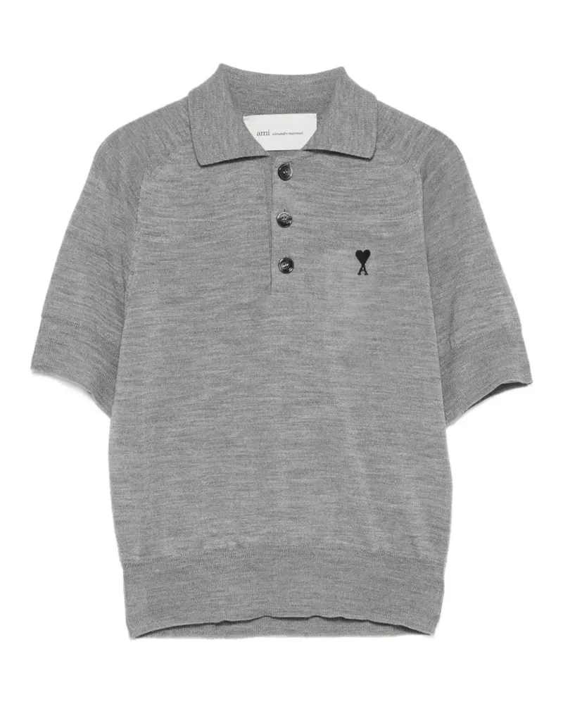 AMI Paris Poloshirt mit Logo-Stickerei - Grau Grau