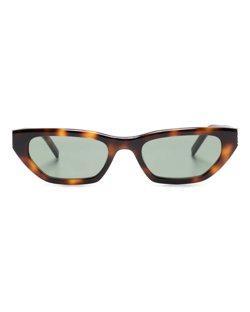 Saint Laurent Cat-Eye-Sonnenbrille mit Logo-Schild - Braun Braun