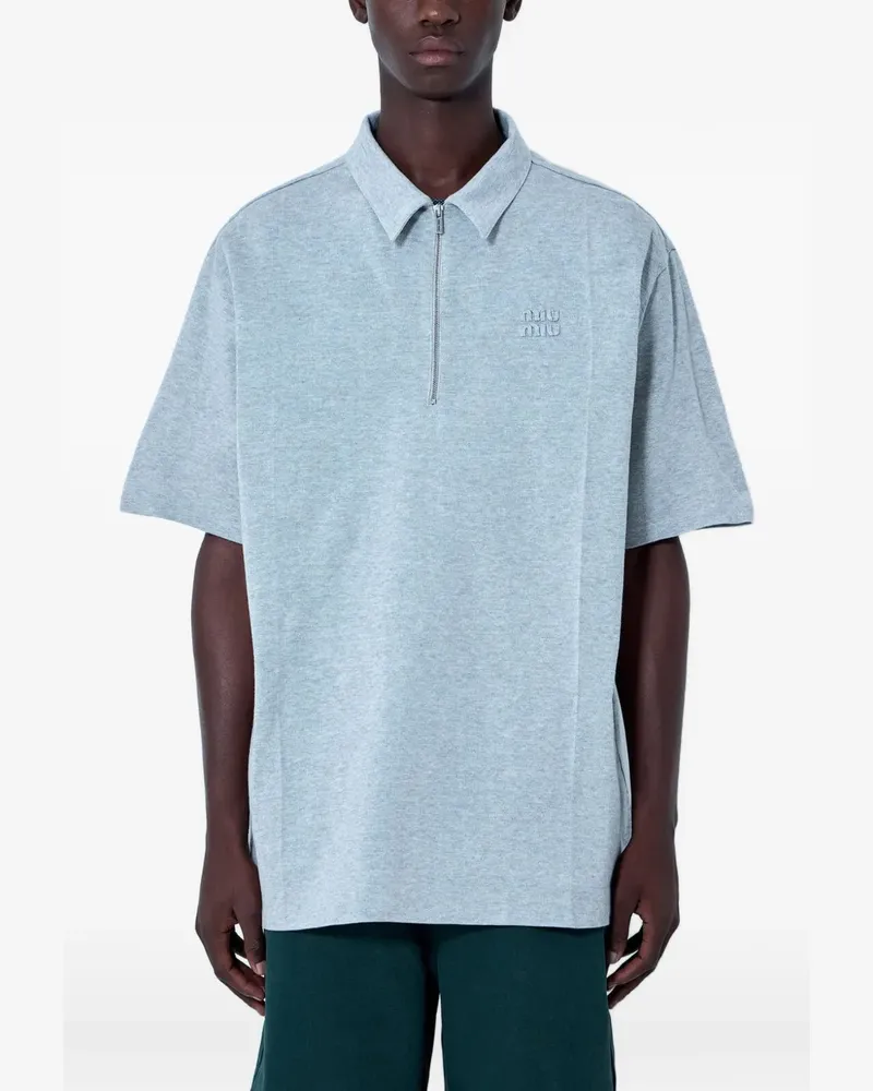 Miu Miu half-zip short-sleeve polo shirt - Grau Grau