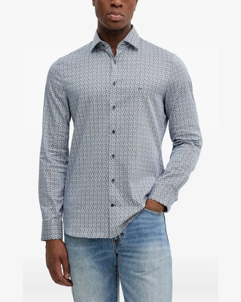 Michael Kors monogram-print long-sleeve shirt - Blau Blau
