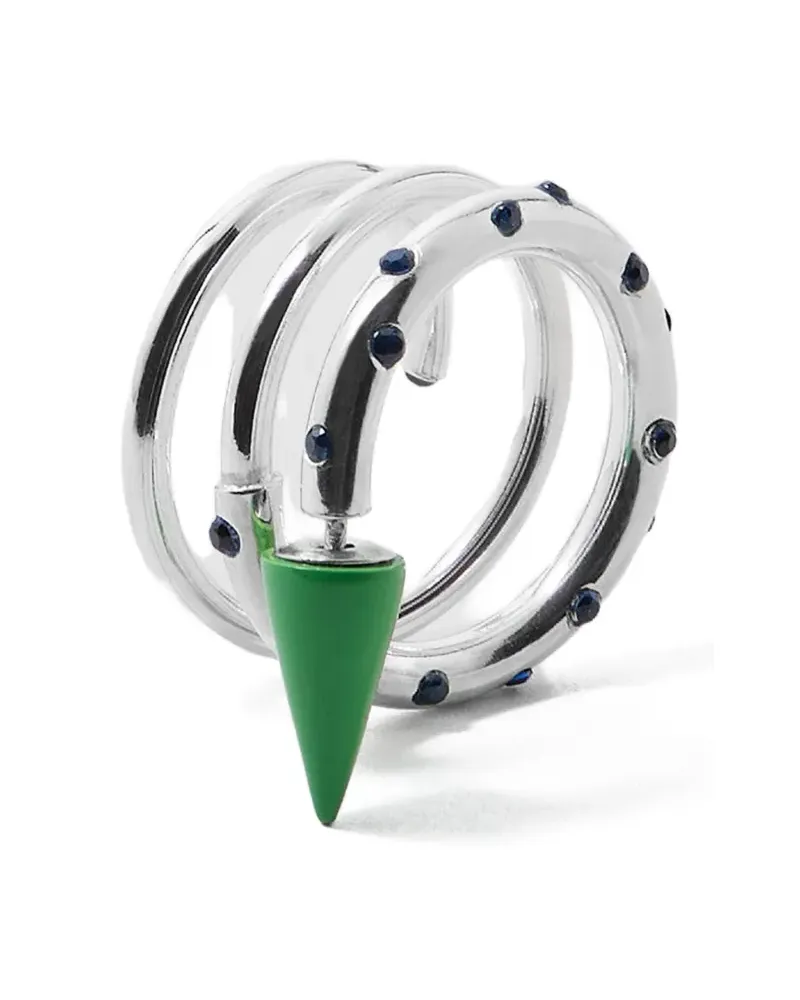 SUNNEI Mittelgroßer Spiral-Ohrring mit Schmucksteinen - Silber Silber