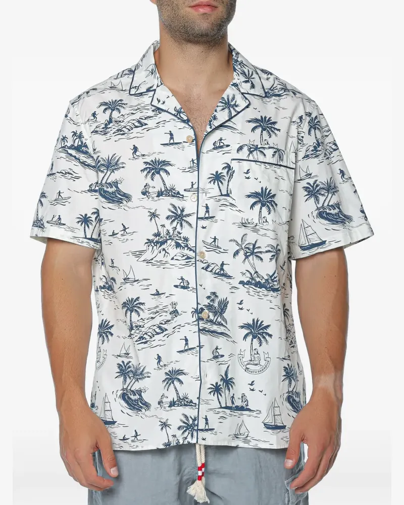 MC2 Saint Barth Kalea Piping Hemd mit Surfer-Print - Weiß Weiß