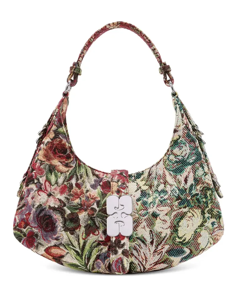 Ganni Kleine Kat Schultertasche mit Blumenmuster - Blau Blau