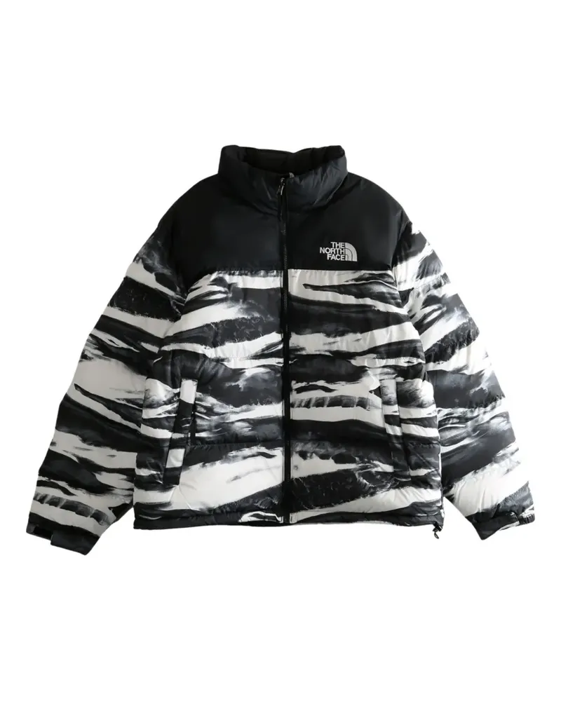 The North Face wave-print puffer jacket - Schwarz Schwarz