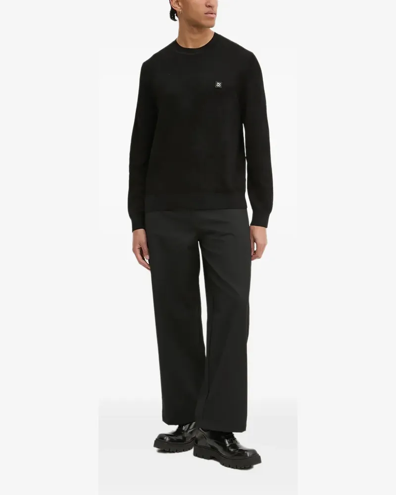 HUGO BOSS Pullover mit Logo-Patch - Schwarz Schwarz