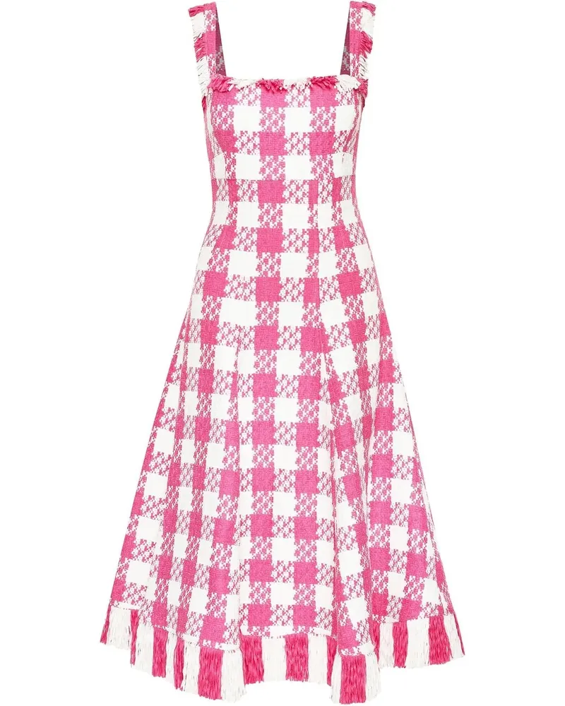 Oscar de la Renta Kleid mit Hahnentrittmuster - Rosa Rosa