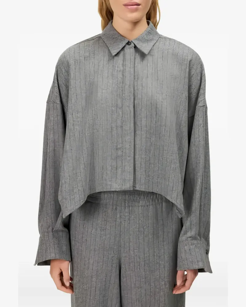 Drykorn Cropped-Hemd mit Nadelstreifen - Grau Grau