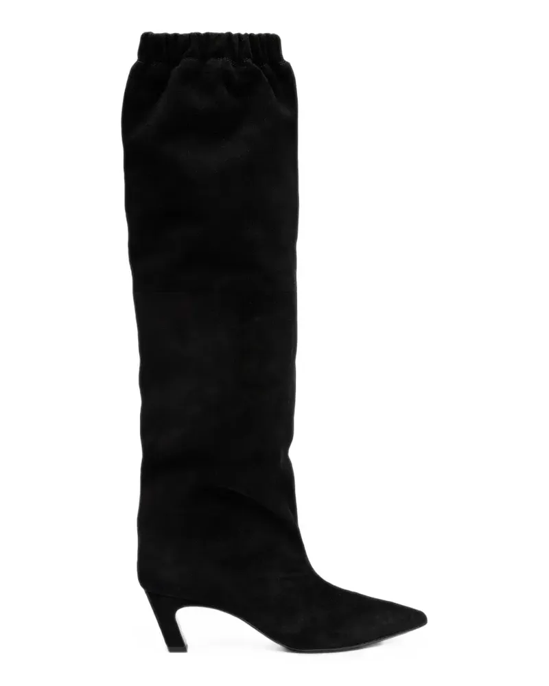 ash Kniehohe Victoria Wildlederstiefel - Schwarz Schwarz