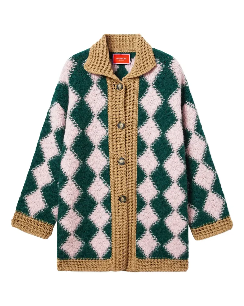 La DoubleJ Cardigan mit Rautenmuster - Grün Grün