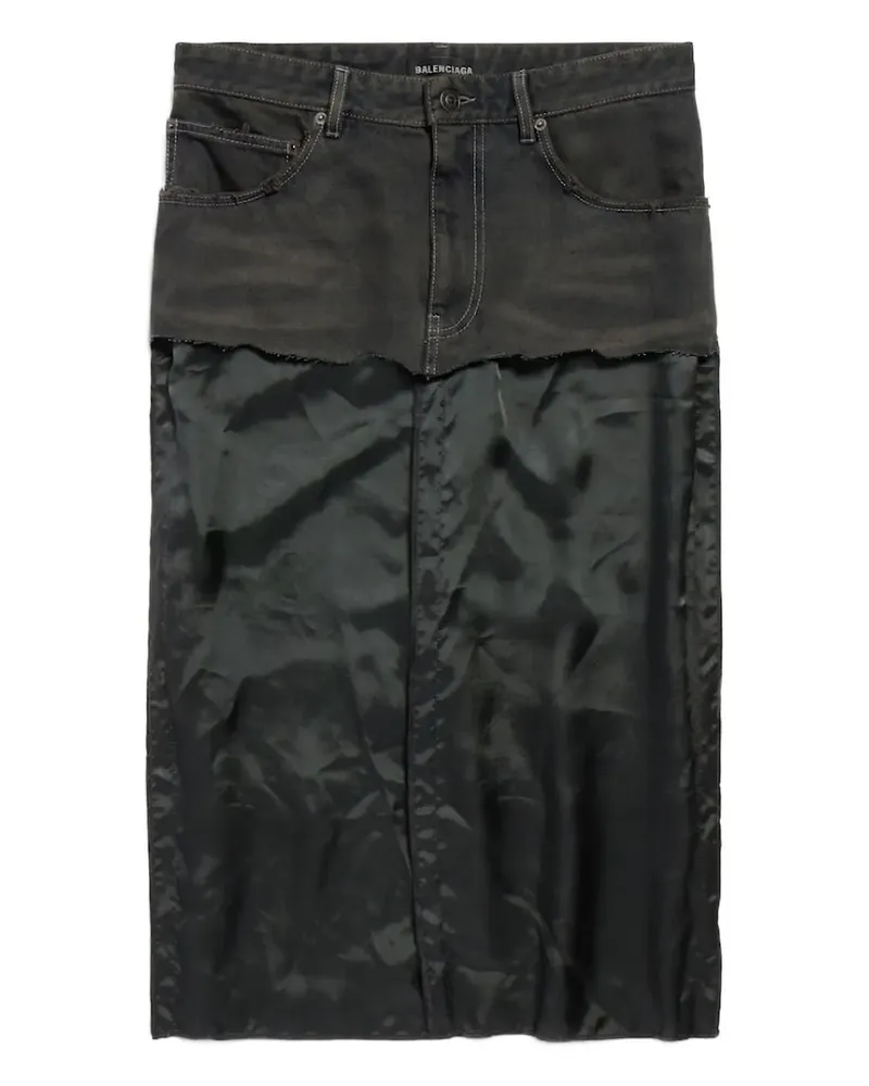 Balenciaga denim-panel midi skirt - Schwarz Schwarz