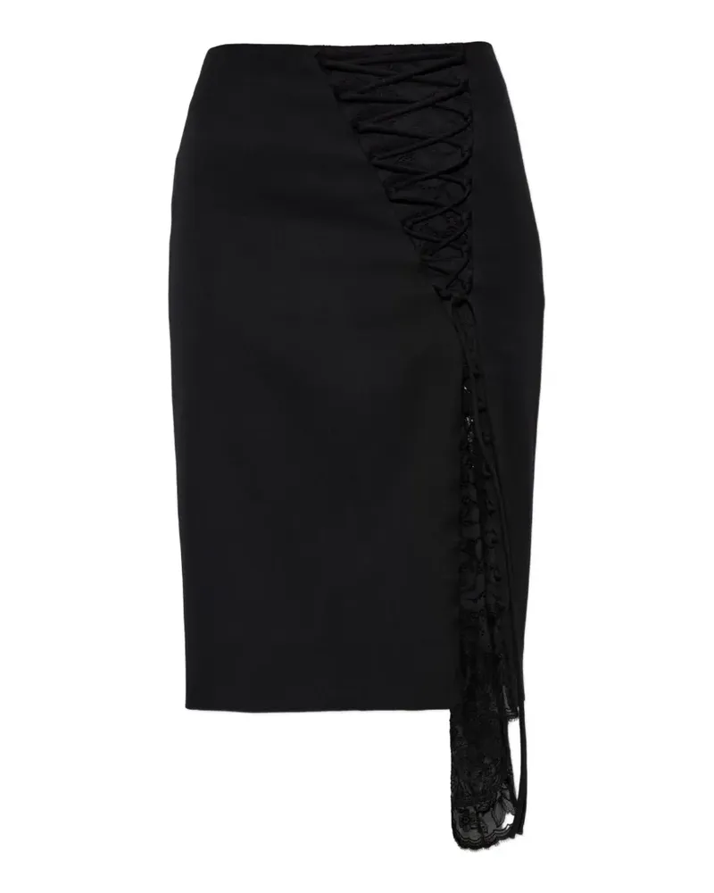 Alexander McQueen lace-insert pencil midi skirt - Schwarz Schwarz
