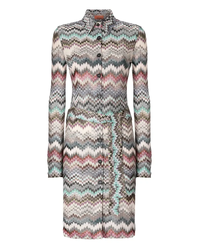 Missoni Gürtel-Midi-Hemdkleid mit Zickzackmuster - Nude Nude
