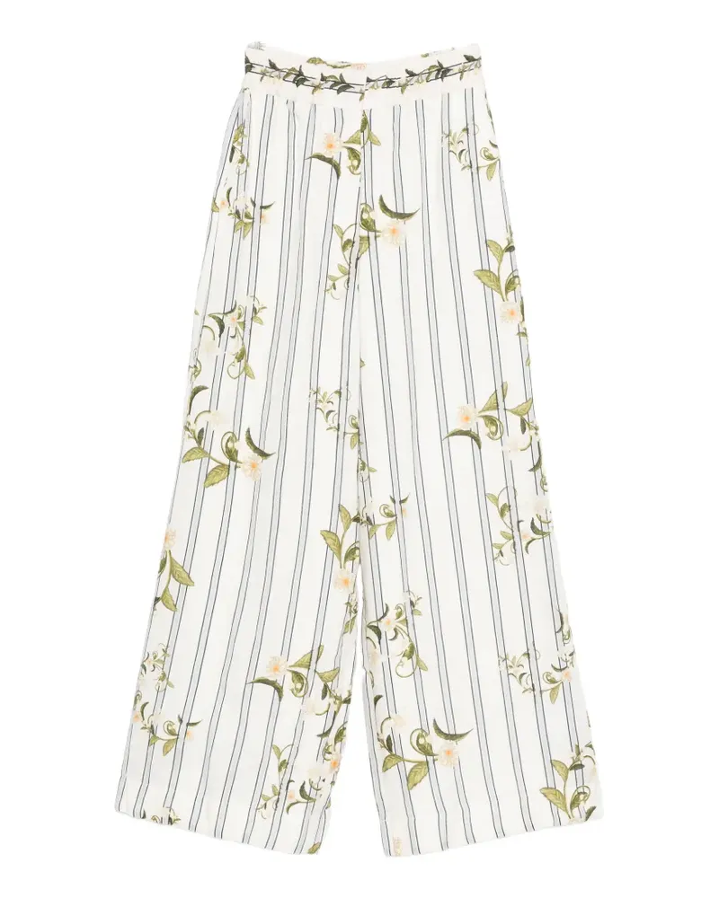 AGUA BENDITA striped floral-print pants - Weiß Weiß