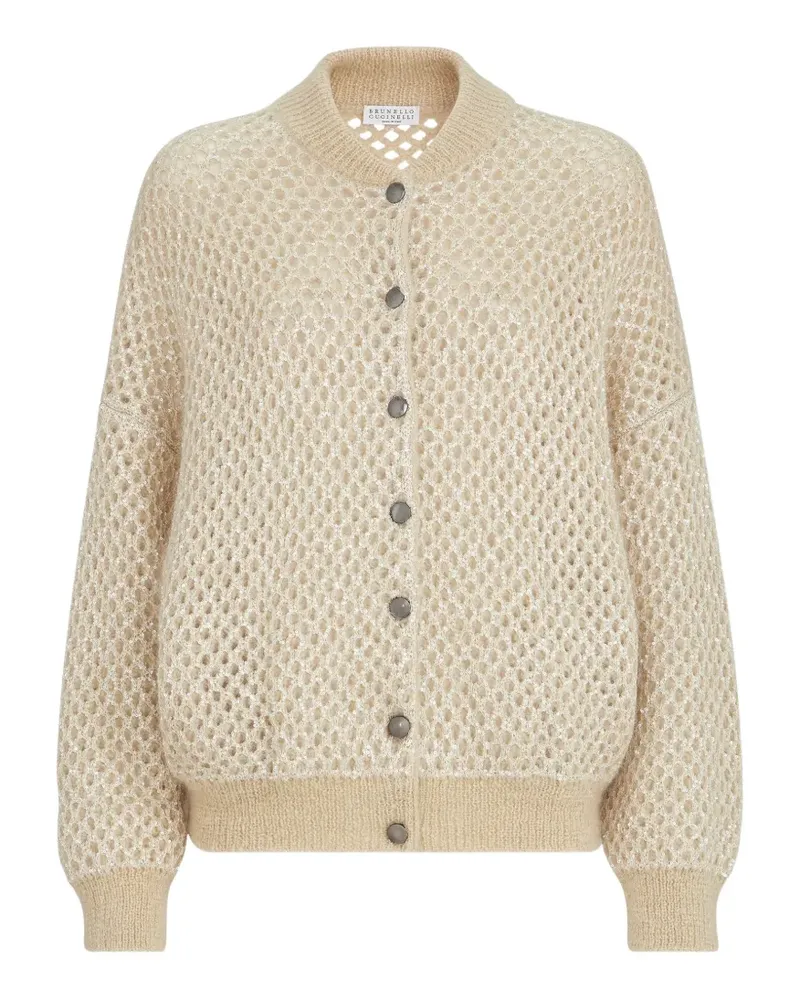 Brunello Cucinelli Cardigan aus Netzstrick - Nude Nude