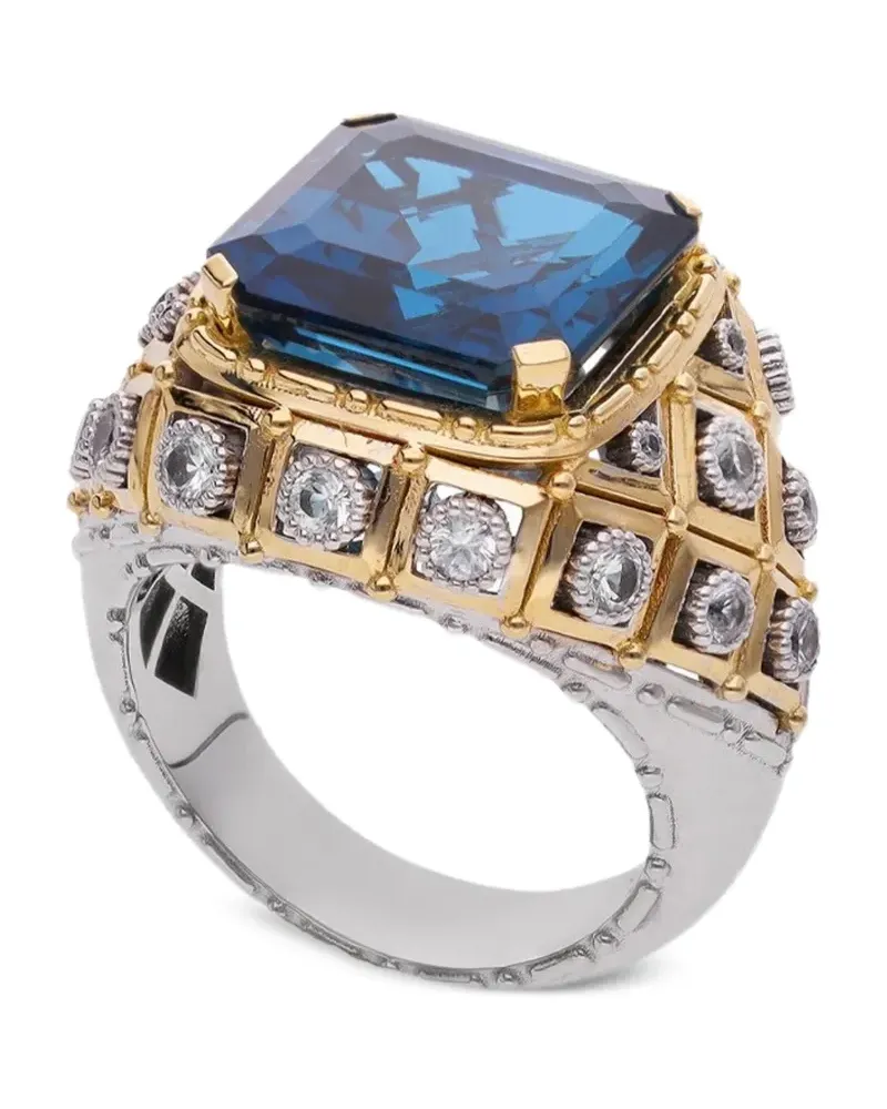 Dolce & Gabbana 18kt Eleganza Goldring mit Topas und Saphiren - Blau Blau