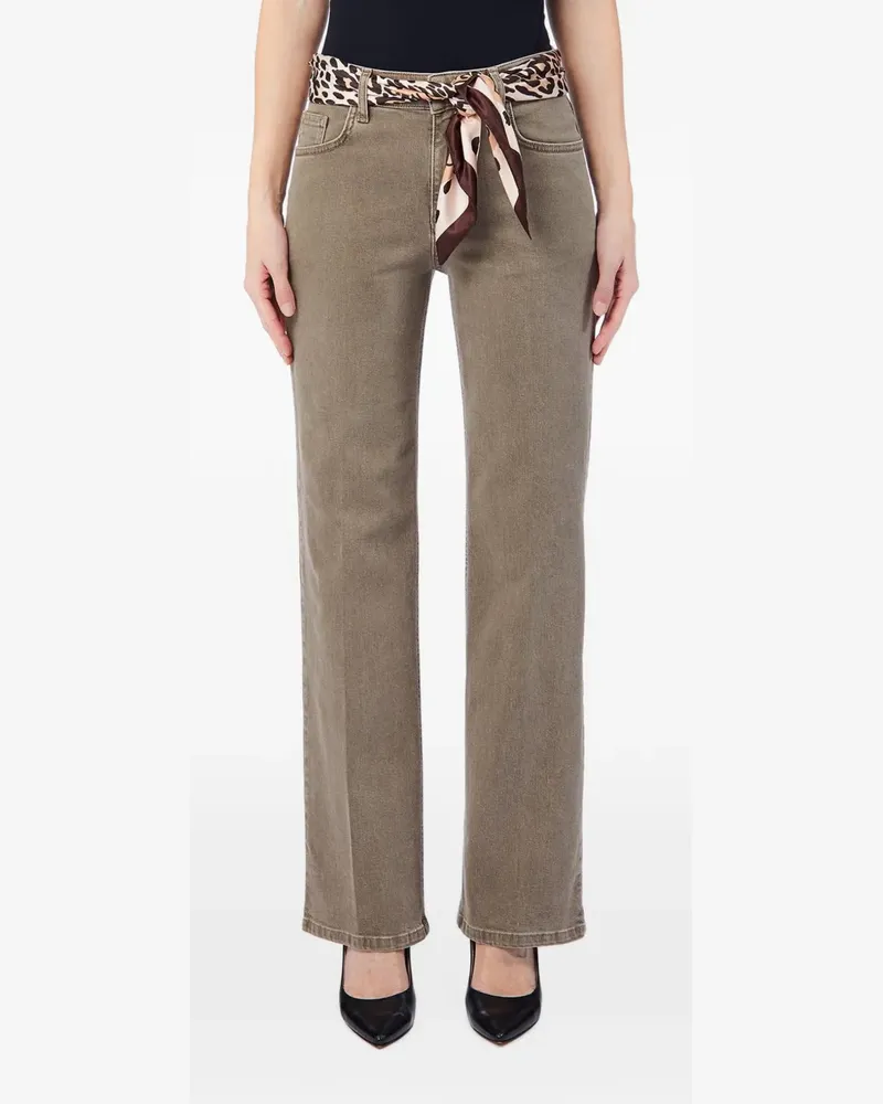 Liu Jo Straight-Leg-Jeans mit Schal im Leopardenprint - Nude Nude