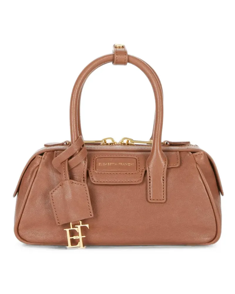 Elisabetta Franchi Kleine Boston Tasche aus Leder - Braun Braun