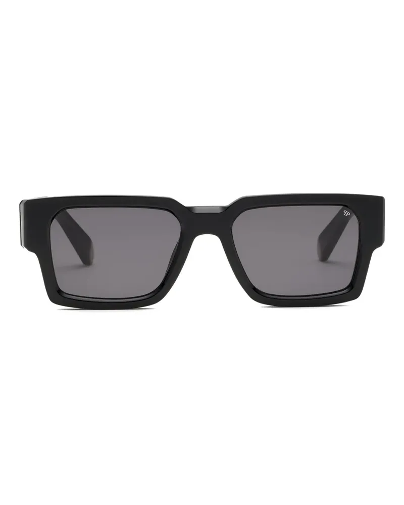 Philipp Plein Sonnenbrille mit eckigem Gestell - Schwarz Schwarz