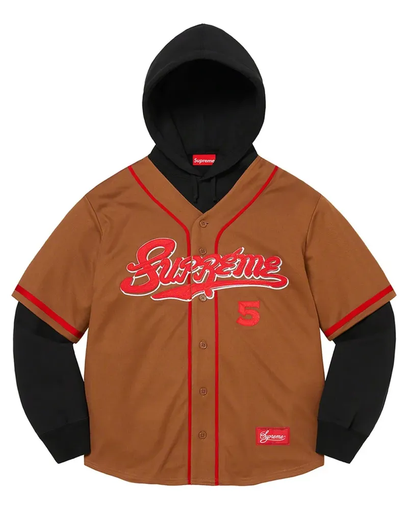 Supreme Being Baseball Jersey-Hoodie - Braun Braun