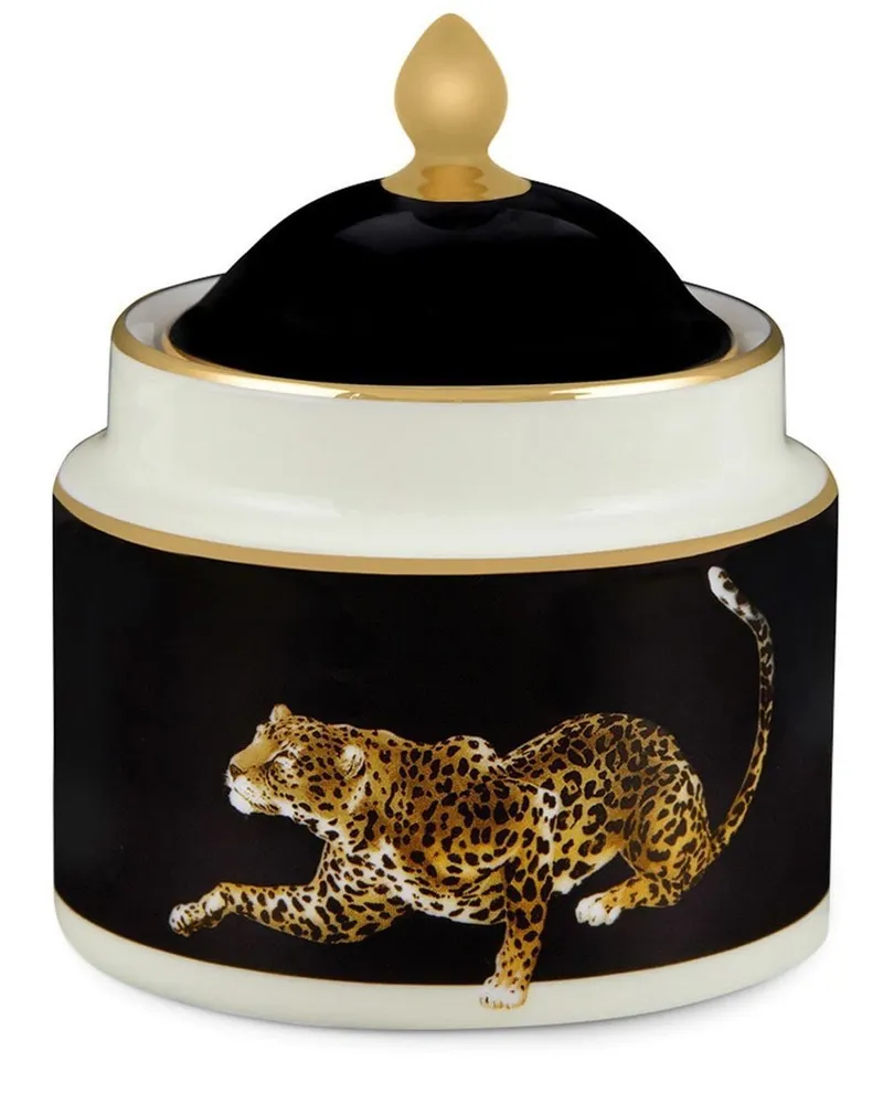 Dolce & Gabbana Zuckerdose mit Leoparden-Print - Schwarz Schwarz